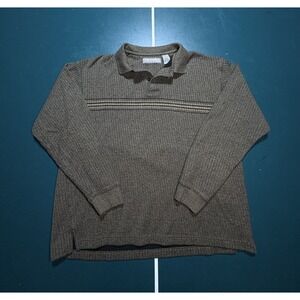 Vintage 90s Ribbed Knit Rugby Sweater Men's‎ Large Chest Striped Brown Black